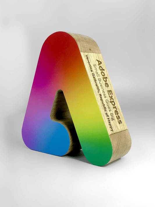 Wooden Spectrum Award rainbow painted award