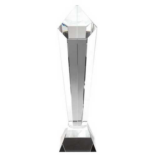 Clear Glass Pentagon Column on Base 349mm, 425mm