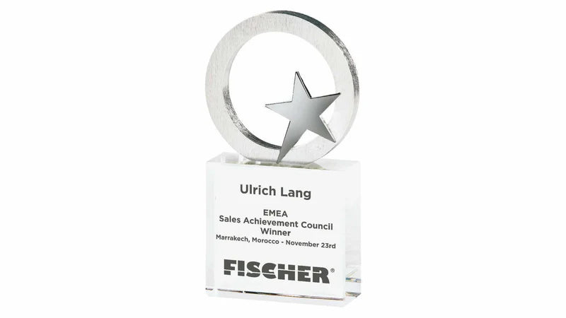 Metal Star/Circle on Glass base 160mm