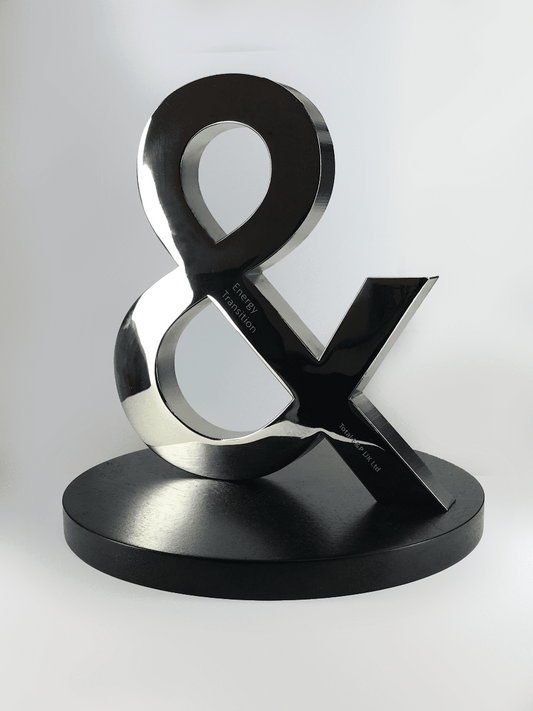 Bespoke Aluminium Ampersand Award Metal Award on wooden base