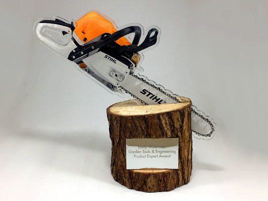 Acrylic Chainsaw and Log Award