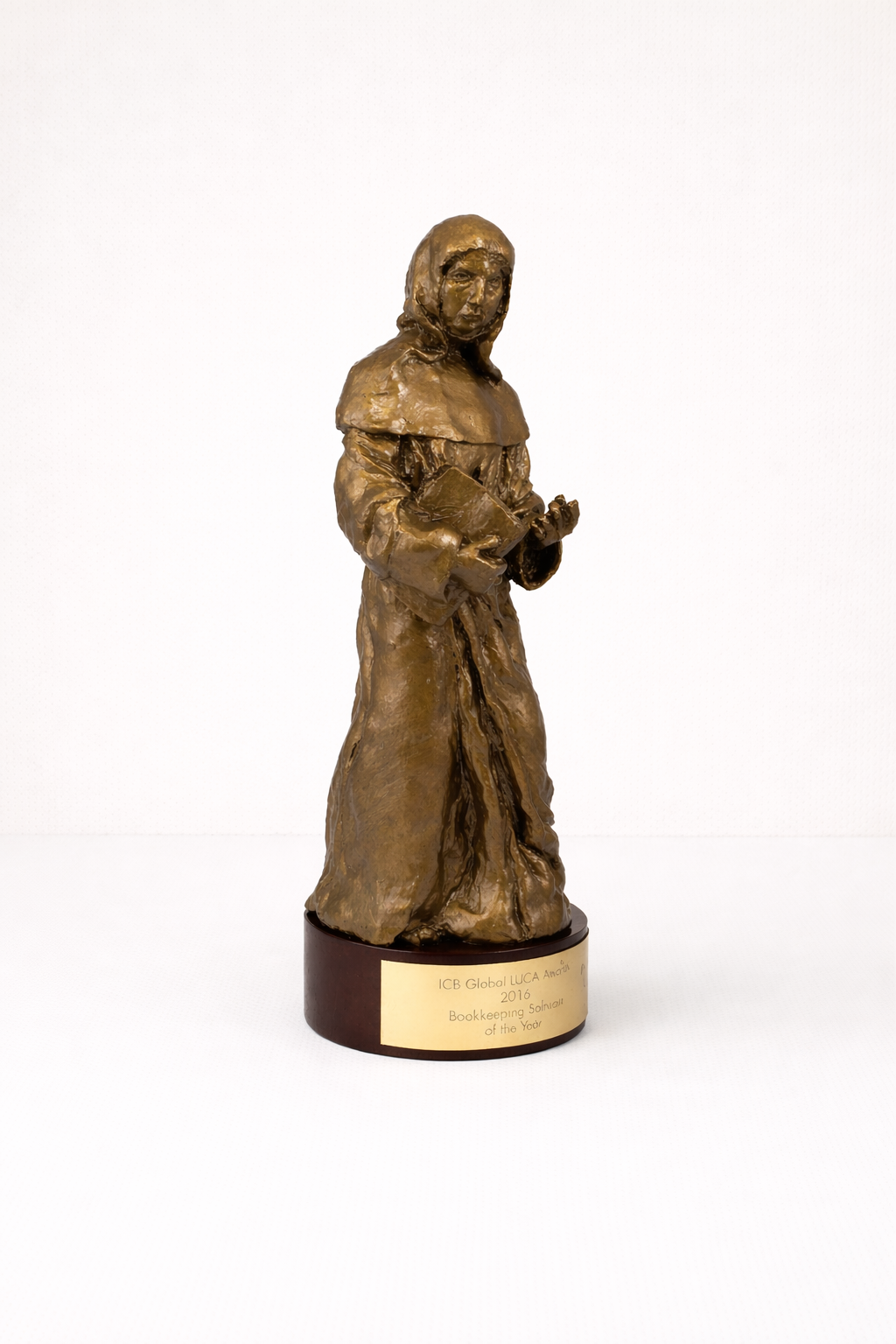 incredibly detailed Monk sculpture award on a white background
