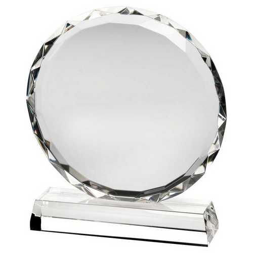 Clear Glass Circle with Faceted Edge on Base 200mm, 230mm, 255mm