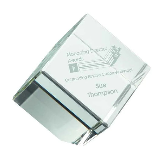 Clear Glass Cube Paperweight in Box 64mm, 83mm