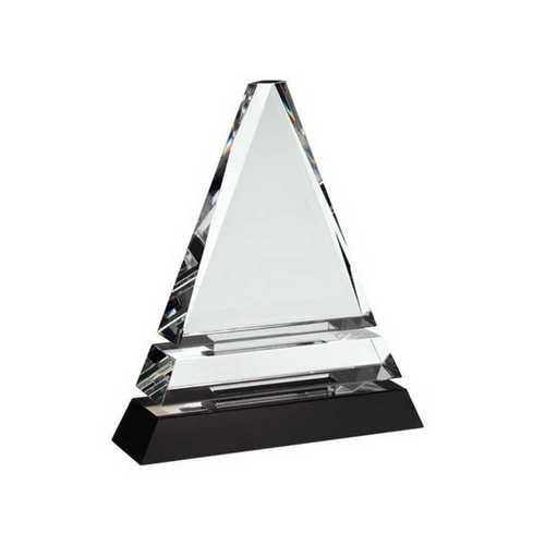 Clear Glass Pyramid on Black Base 165mm, 190mm