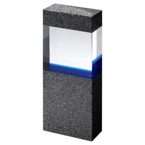 Clear & Blue Glass within Grey Marble Column 185mm,200mm, 220mm