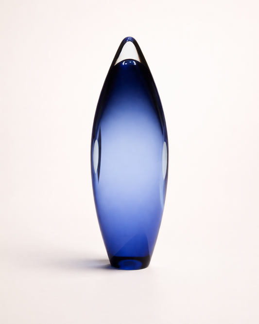 Blue glass award on a white background