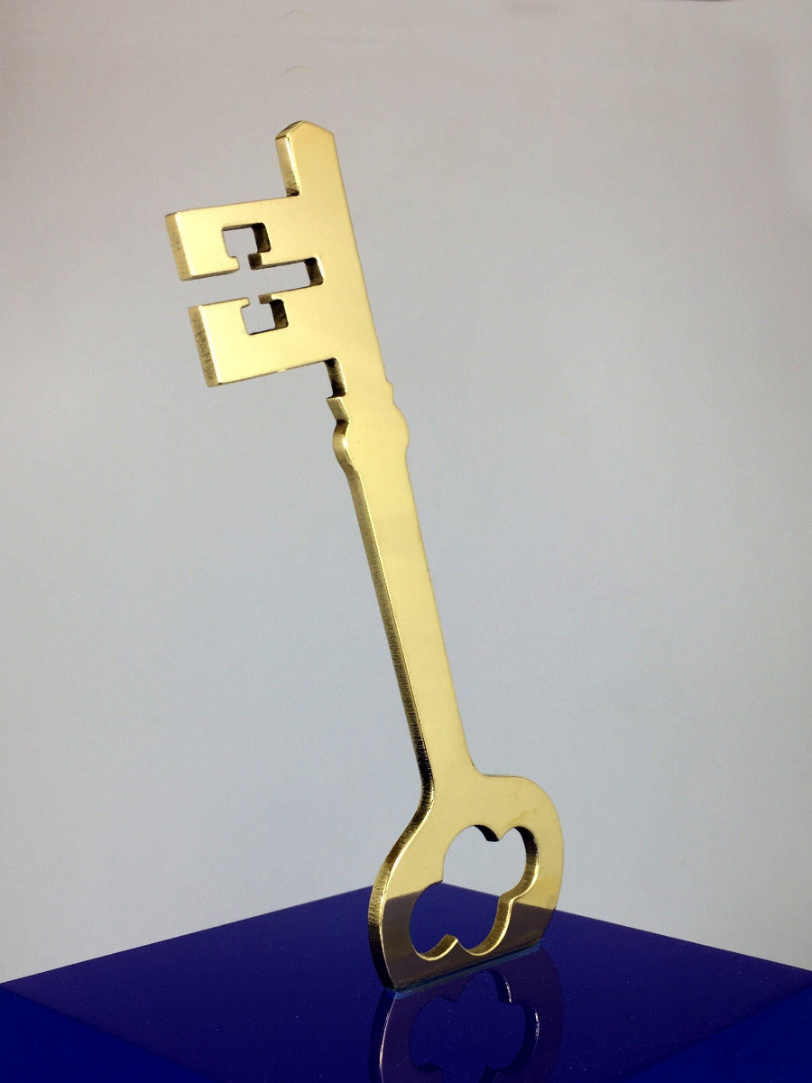 Gold Key on Blue Acrylic Base