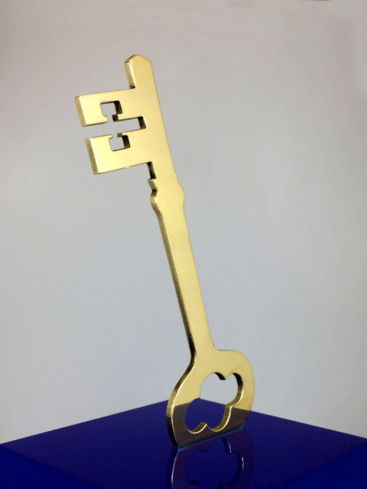 Gold Key on Blue Acrylic Base