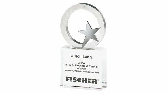 Metal Star/Circle on Glass base 160mm