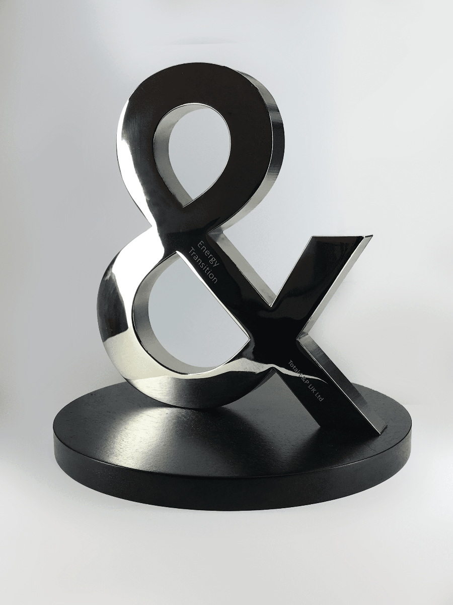 Bespoke Aluminium Ampersand Award  Metal Award on wooden base