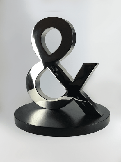 Bespoke Aluminium Ampersand Award  Metal Award on wooden base