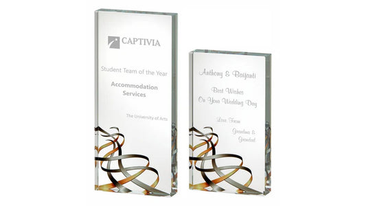 Silver/Gold Ribbon Glass Block - 140mm