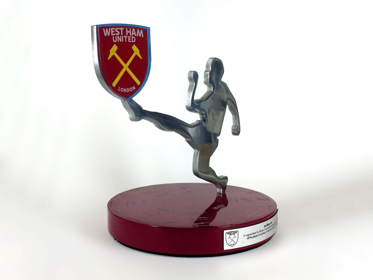 West Ham End of Year Award with footballer and west ham logo