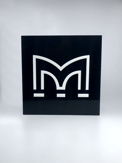 White Perspex M on Black Acrylic Award