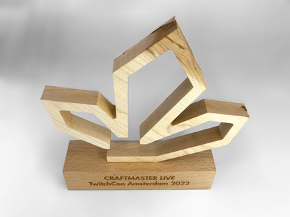 Wooden Oak Leaf Award cur from 1-inch thick maple wood.