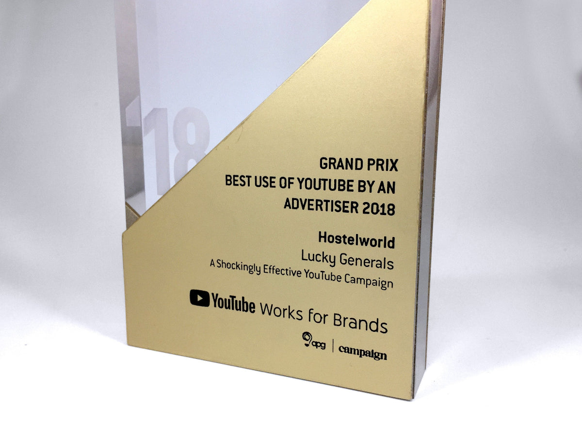 Youtube Laminated Red and Gold Acrylic Award