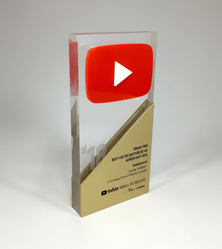 Youtube Laminated Red and Gold Acrylic Award