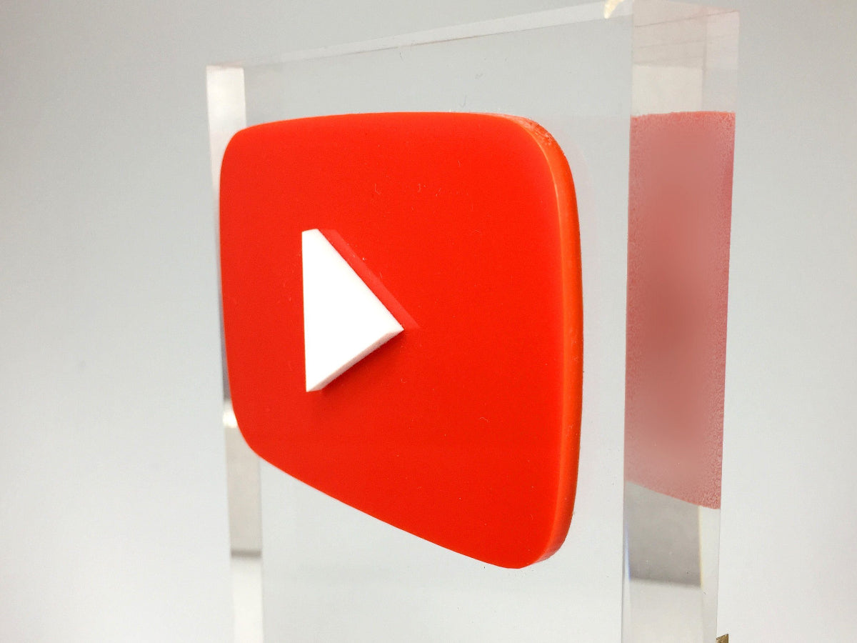 Youtube Laminated Red and Gold Acrylic Award