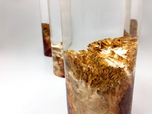 Beautiful wooden award with textured gold and brown wood on a white background