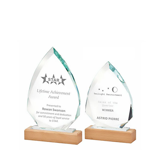 Glass Stand with Wooden Base 210mm, 250mm